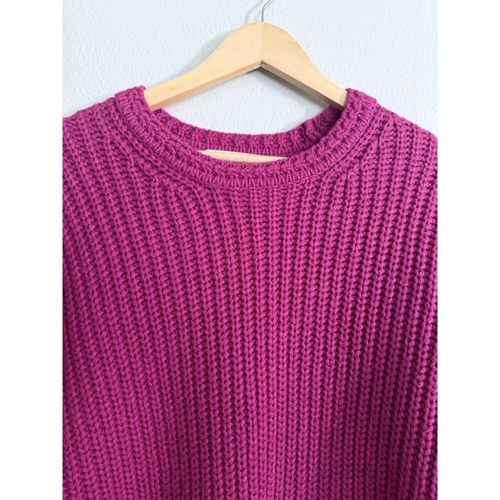MARINE LAYER pink Oversized Crewneck chunky knit cotton merino wool sweater top - Picture 8 of 10
